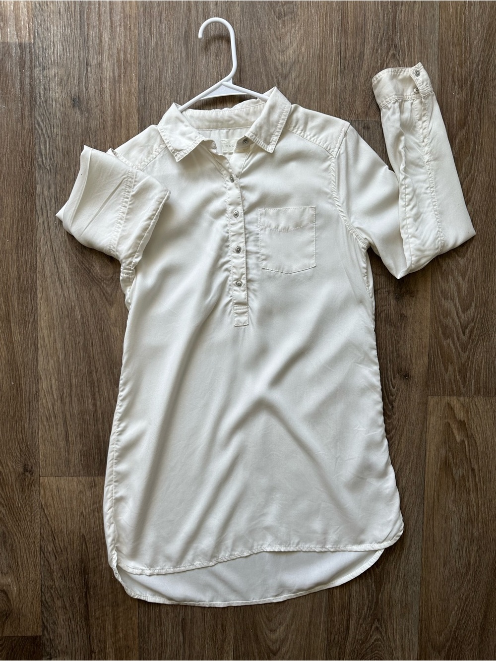 Caslon Cream Long Sleeve Popover Tunic Shirt Blouse Nordstrom XS